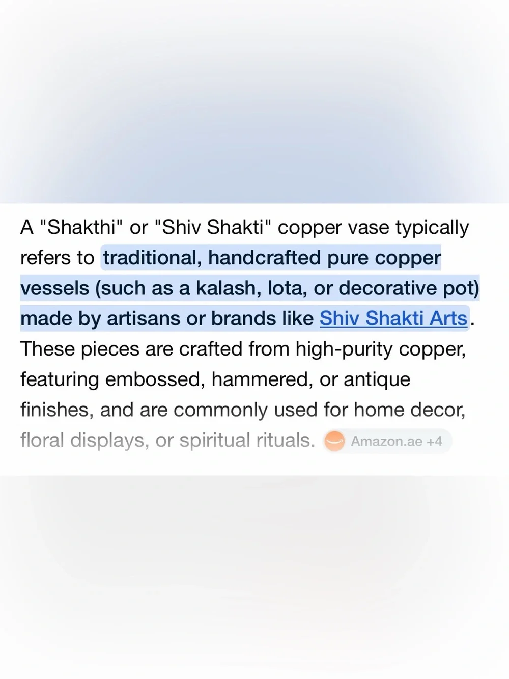 Shakthi Copper Vessel /Vase -